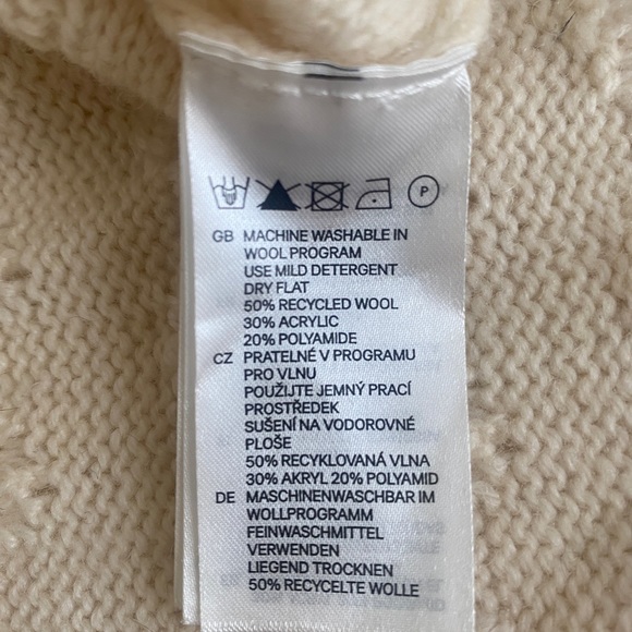 H&M Cable Knit Sweater Dress Size S Wool Blend Ivory Classic - Picture 5 of 7